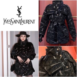 เสื้อโค้ท SAINT LAURENT LOGO JACQUARD METALLIC WOOL COAT