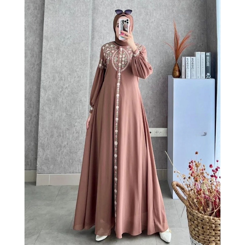 ชุด Vallina - ชุด Diandra ปักมุสลิมของผู้หญิง Gamis Maxy ล่าสุดงานแต่งงานสมัยใหม่ Eid 2023