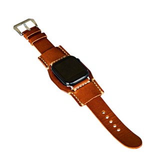 สายนาฬิกาหนังแท้แฮนด์เมด+พร้อมแผ่นรอง(Removable) Leather Full bund watch strap, cuff band, leather watch band