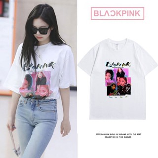 UOEY BLACKPINK Tshirt JISOO JENNIE LISA กุหลาบเสื้อยืดสาวแฟชั่นสำหรับผู้หญิง Top Blackpink เสื้อผ้า