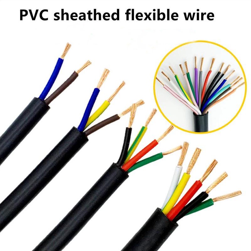 RVV สาย 0.3 มม.2/0.5 มม.2/0.75 มม.2 2 3 4 5 6 7 8 10 แกน PVC Sheated ยืดหยุ่นสายสัญญาณควบคุม AVVR