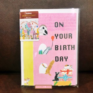 Birthday Pop Up Card จากญี่ปุ่น การ์ดอวยพรวันเกิด แบบน้องแมวโผล่ออกมาจากบ้าน เขียนด้านหลังได้ มาพร้อมซอง