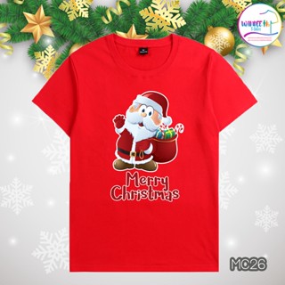 เสื้อยืดผ้าฝ้าย เสื้อยืดคริสต์มาส Christmas &amp; Happy new year  (รอส่ง 7 วัน)