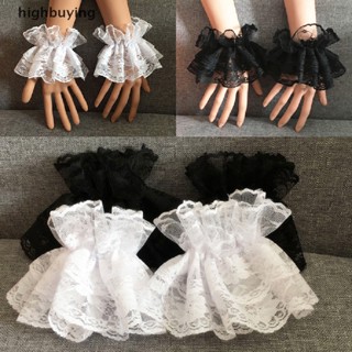 [highbuying] ใหม่ มีสินค้า สายรัดข้อมือ ลูกไม้ ลายดอกไม้ สีดํา สไตล์โลลิต้า ยืดหยุ่น หรูหรา สําหรับผู้หญิง ฮาโลวีน