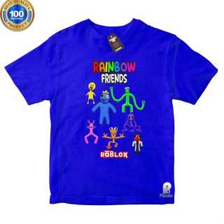 เสื้อยืด ผ้าฝ้าย พิมพ์ลาย RAINBOW FRIENDS X ROBLOX สีรุ้ง สําหรับเด็ก