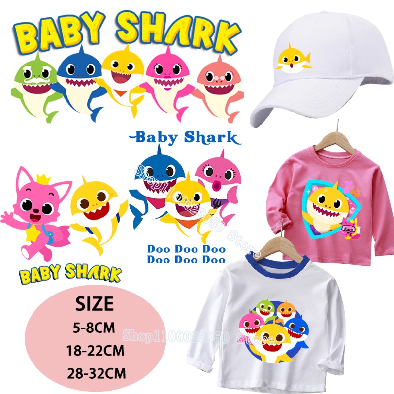 ตัวรีดติดเสื้อ ลายการ์ตูนฉลาม DIY ของขวัญคริสต์มาส สําหรับติดตกแต่งเสื้อผ้าเด็ก