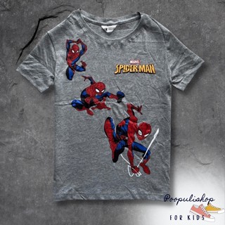 เสื้อยืดเด็ก คอกลม แขนสั้น สกรีนลายแมงมุม ผ้าคอตตอน ใส่สบาย เนื้อผ้าดี ไม่หนา เหมาะสำหรับอากาศร้อน
