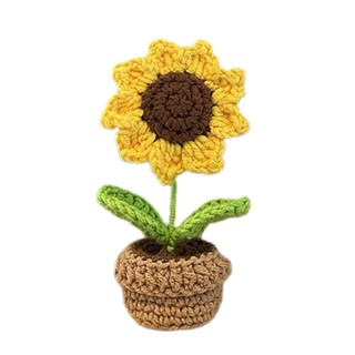 Wedding Home Living Room Durable Office Table Decoration Knitting Flower Mini Potted Plant