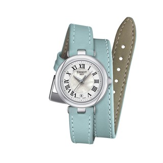 Tissot Bellissima Small Lady ทิสโซต์ เบลลิสซิม่า สีมุกสีขาว สายสีน้ำเงินอ่อน T1260101611301 นาฬิกาผู้หญิง