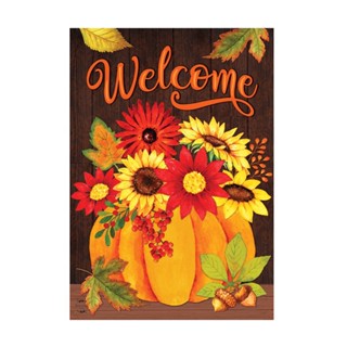 Lawn Home Decoration Patio DIY Craft Thanksgiving Day Pumpkin Print Outdoor Hanging Double Side Pattern Garden Flag