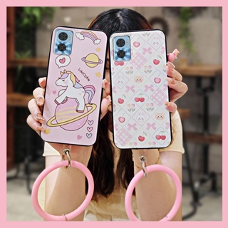 funny Mens and Womens Phone Case For MOTO E22/E22i hang wrist ring Back Cover Cartoon creative dust-proof advanced protective