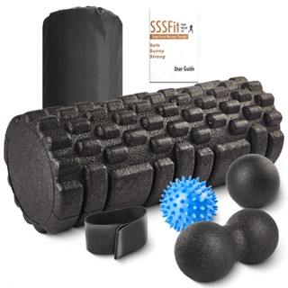 Sunnyfit ลูกกลิ้งโฟม ทรงถั่วลิสง 7 in 1 Foam Roller Massage Set ความหนาแน่นสูง บรรเทาอาการปวดเมื่อย สําหรับนวดร่างกาย หลัง นวดกล้ามเนื้อ ดผ่อนคลาย โยคะ โฟมโรลเลอร์ โฟมโยคะ ลูกกลิ้งนวด โฟมนวดกล้ามเนื้อ