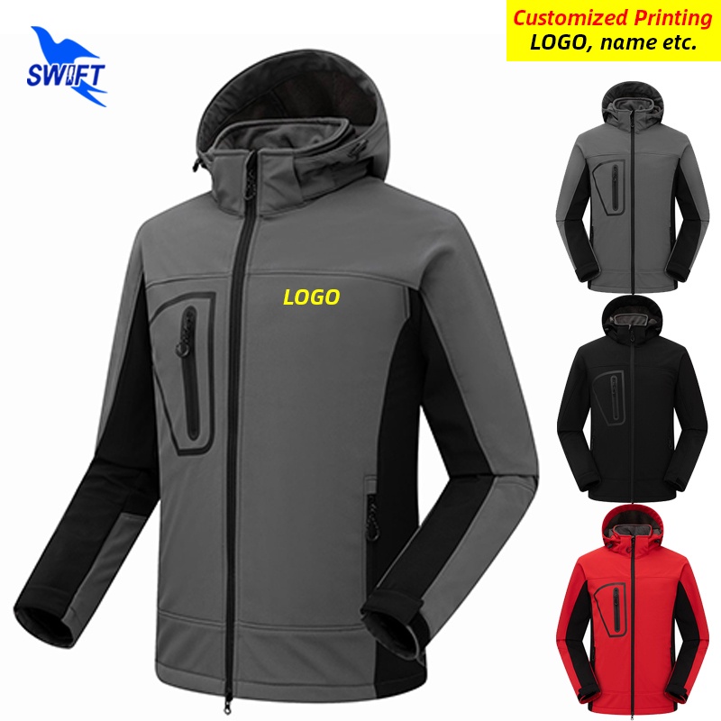 2021 Winter Thermal Fleece Softshell Jacket Men Windproof Waterproof Hiking Camping Skiing Sports Coat Outdoor Tops Cust