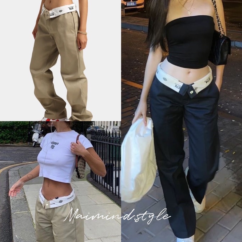 Dickies 874 low rise pants กางเกงพับขอบเอว กางเกงทรงเอวต่ำ สวยมากๆ ให้ลุกเท่ๆ กางเกงเจนนี่แบล็คพิ้ง 