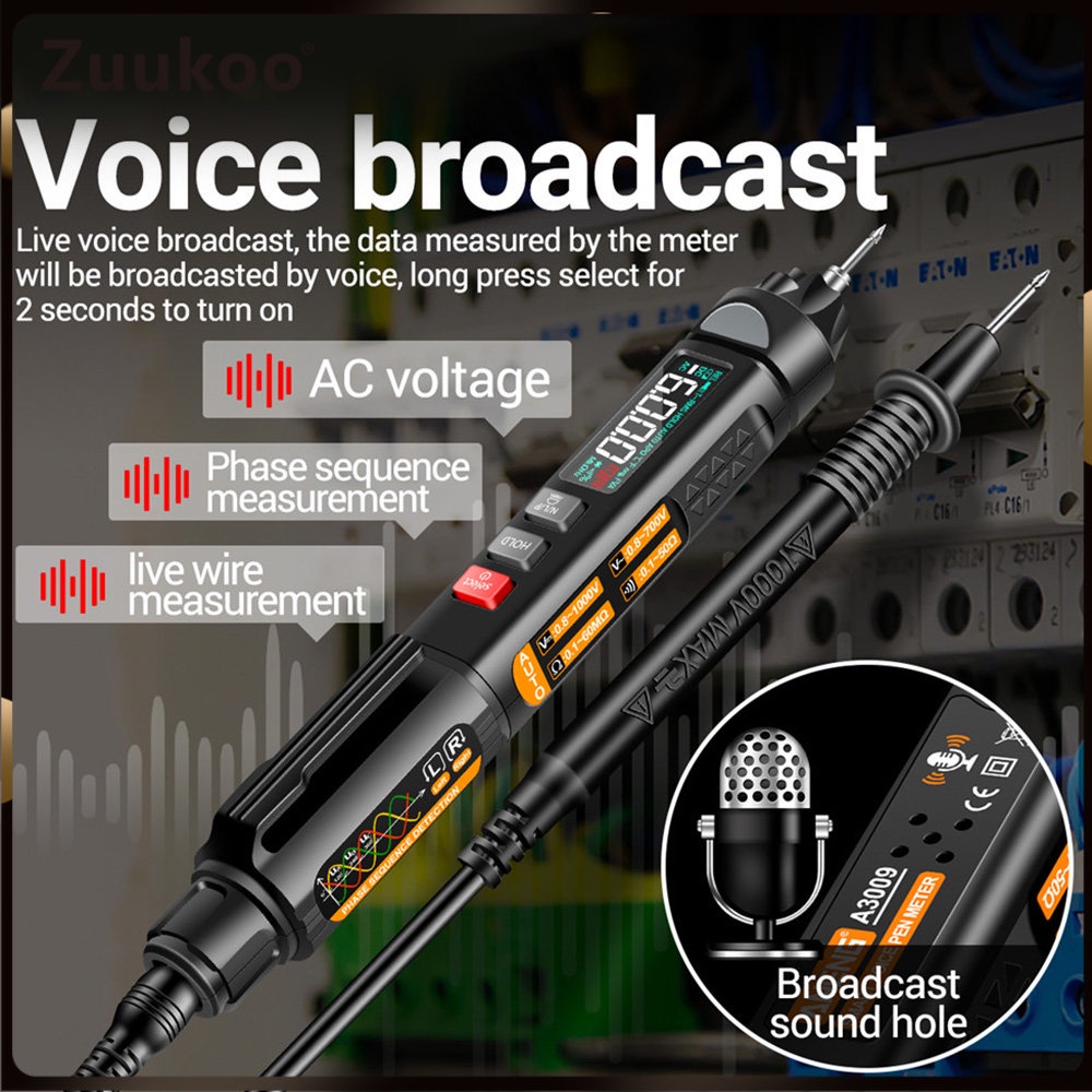Aneng A3009 ดิจิตอลมัลติมิเตอร์ปากกาสมาร์ท Voice Broadcast Tester Meter DC AC