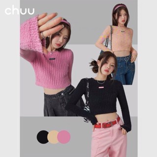 CHUU - 🇰🇷 เสื้อสเวตเตอร์ถักสั้น ฤดูใบไม้ร่วงและหนาว