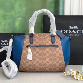 🔺กระเป๋าสะพาย COACH 1035 COLOR Pewter/Tan Dark Denim Multi งานช้อปปากกระเป๋า 13 นิ้ว