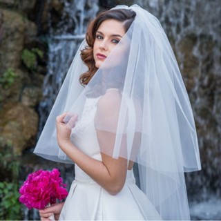 เวลเจ้าสาว 60-80 cm Super Fluffy Double Layers Bridal Veil with Hair Comb