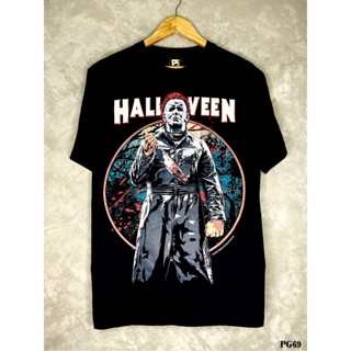 Halloweenเสื้อยืดสีดำสกรีนลายPG69