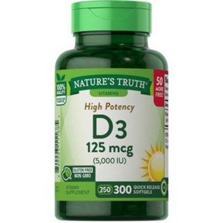 Natures Truth High Potency Vitamin D3, 125 mcg (5000 IU), 300 Quick Release Softgels