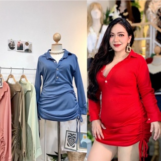 100KG Plus size พร้อมส่ง มินิเดรสสาวอวบ รุ่นเบนจี้ เนื้อผ้าใส่สบายไม่ร้อน E7