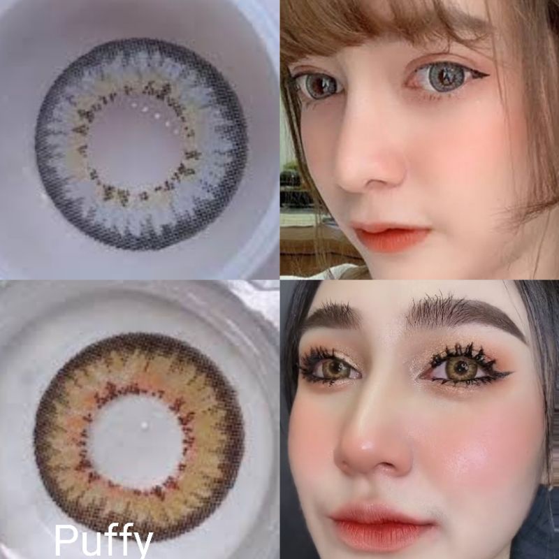 คอนแทคเลนส์ รุ่น Puffy สีเทา/ตาล Gray/Brown มีค่าสายตา (0.00)-(-8.00)
