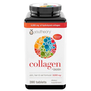 Youtheory Collagen Plus Biotin 390 tablets เม็ด คอลลาเจน Youtheory Collagen 390 เม็ด