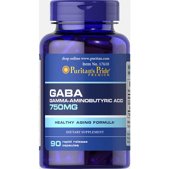 Puritan's Pride GABA (Gamma Aminobutyric Acid) 750 mg.90 capsules