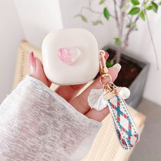 เคสโทรศัพท์มือถือ TPU แบบนิ่ม ลายหัวใจน่ารัก พร้อมพวงกุญแจ สําหรับ Samsung Galaxy Buds 2 Pro Buds2