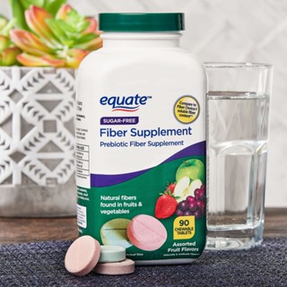 ไฟเบอร์+พรีไบโอติก เม็ดเคี้ยว 90เม็ดEquate Fiber Supplement, Fruit Flavors, Chewable Tablets, over the Counter, 90 Count