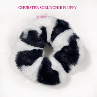 Cow (ไซส์ 14 cm.) Fluffy Scrunchie ยางรัดผม ขนฟูนุ่มนิ่ม ยางรัดผมโดนัท สไตส์เกาหลี