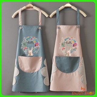 BYENJOYSHOP 20316 ผ้ากันเปื้อนกันน้ำสองชั้นเช็ดมือได้ ผ้ากันเปื้อนทําอาหาร Cooking Apron มีสไตล์ลายการ์ตูนน่ารัก