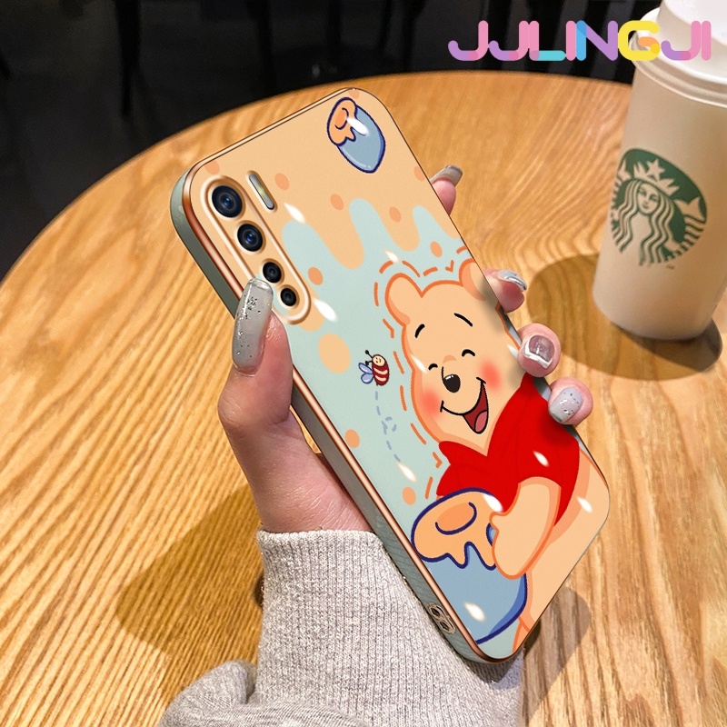 เคสโทรศัพท์มือถือซิลิโคน แบบนิ่ม ลายการ์ตูนหมีพูห์ กันกระแทก ป้องกันกล้อง สําหรับ OPPO A91 Reno 3 4G