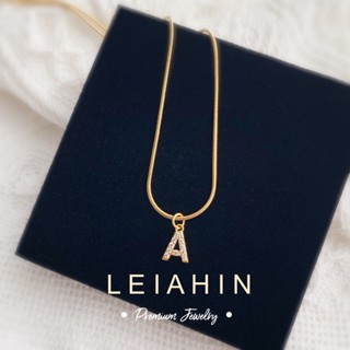 LEIAHIN สร้อยคอตัวอักษร A-Z 100%ห้ามลอกดำ สร้อยคอทองคำ 18k สแตนเลสแท้ สไตล์เกาหลี พร้อมจี้อักษรอังกฤษ ไม่ลอกดำง่าย ใส่อาบน้ำได้ แฟชั่นสำหรับผู้หญิง มินิไซส์ สไตล์มินิมอล