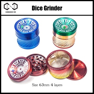 Dice Grinder เครื่องบด มีลูกเต๋า ใครทอยเเต้มน้อยโดนเติม ที่บดสมุนไพร เครื่องบดสมุนไพร ขนาด 63mm 4 layers หรือ 4 ชั้น