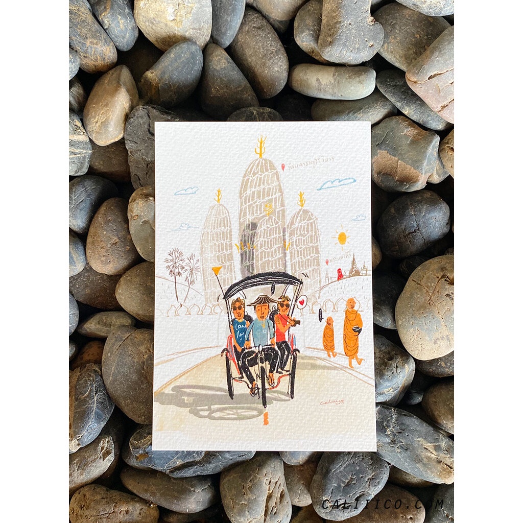 โปสการ์ด ลายประเทศไทย THAILAND Postcard Sam-Lor Phetburi postcard โปสการ์ด ลายสามล้อ 4x6 inch