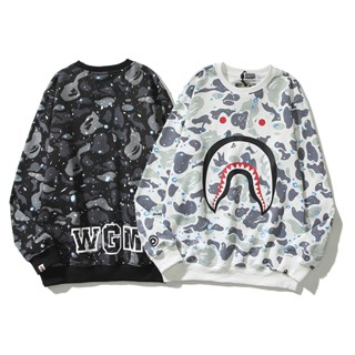 Bape เสื้อกันหนาว คอกลม ผ้าฝ้าย พิมพ์ลาย แฟชั่น