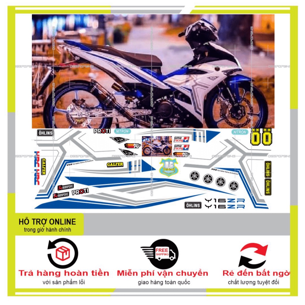 สติ๊กเกอร์ REMOVABLE EXCITER 150 Y16ZR สีขาว สีฟ้า GP