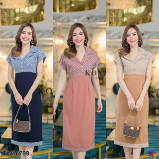 KT16799 เดรสคอปกหรูหราแต่งกระดุม 3 เม็ดด้านหน้า แขนเบิ้ล สวยหรูดูแพง เรียบร้อยมากค่ะผ่าหลังน่ารักๆใส่ทำงานได้ค่ะ รุ่นนี้