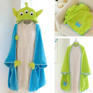 St1 Toy Story Alien Cartoon เสื้อคลุมมีฮู้ดนักเรียนเสื้อคลุมนอนหนาอบอุ่นผ้าห่มเครื่องปรับอากาศสํานักงาน