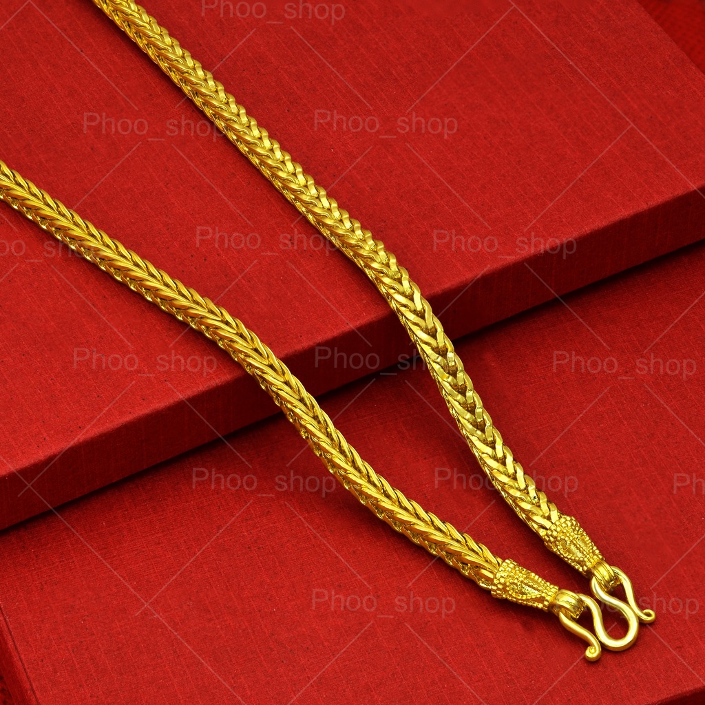 ตะขอปั้มทุกเส้น! ไม่ลอกไม่ดำ สร้อยทองโคลนนิ่งเหมือนแท้(N505) ลายสี่เสา 5บาท 10บาทหุ้มทองเคลือบแก้วทองไมครอน - รูปที่ 2