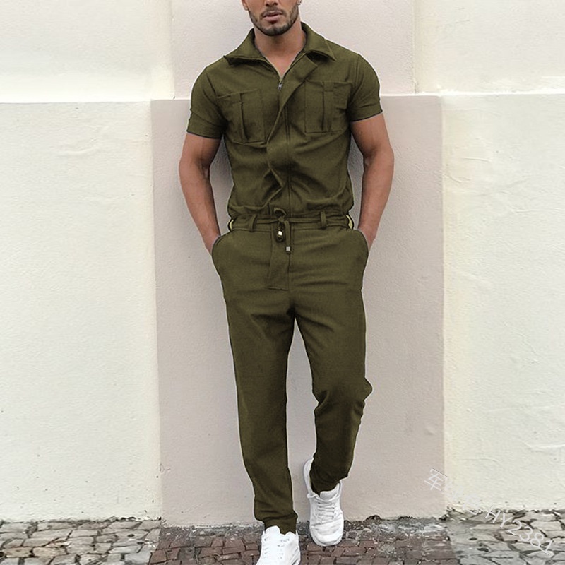 2022 New Mens Rompers Pants Casual Loose One-piece Suit Overalls Fashion Short Sleeve Jumpsuit Streetwear Men Ropa De Ho #4