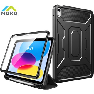 Moko เคสกันกระแทก แบบเต็มตัว พร้อมตัวป้องกันหน้าจอ และที่ใส่ดินสอในตัว รองรับ Touch ID สําหรับ iPad 10th Gen 10.9 นิ้ว 2022