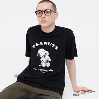 Uniqlo เสื้อยืดแขนสั้น พิมพ์ลาย Snoopy สําหรับผู้ชาย และผู้หญิง