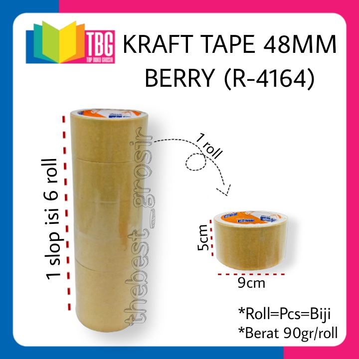 1 ม้วน KRAFT TAPE 48 มม.BERRY BROWN MASKING PAPER INSULATION TAPE (R-4164)