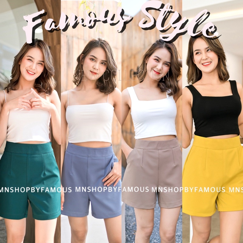 🍒ขาสั้นโรเซฟซิปข้าง🍒-เอวสูง-มีกระเป๋าซิปข้าง S25-2Xl🏷️งานป้ายร้านFAMOUS