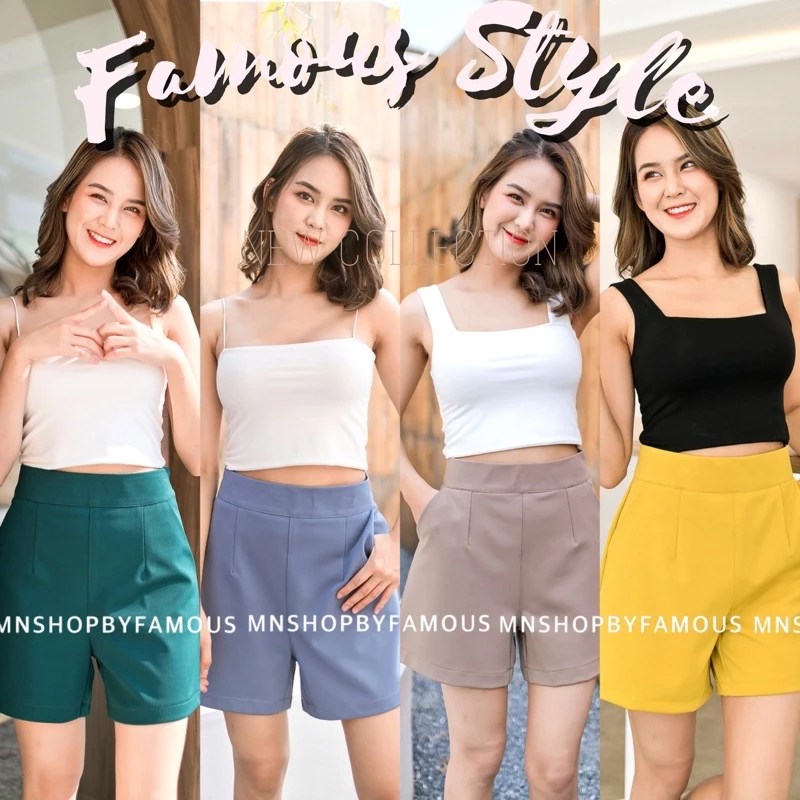🍒ขาสั้นโรเซฟซิปข้าง🍒-เอวสูง-มีกระเป๋าซิปข้าง S25-2Xl🏷️งานป้ายร้านFAMOUS