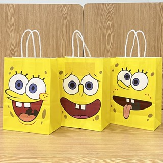 Spongebob SquarePants ถุงของขวัญถุงกระดาษพิมพ์ถุงหิ้วเด็กงานเลี้ยงวันเกิดถุงขนม