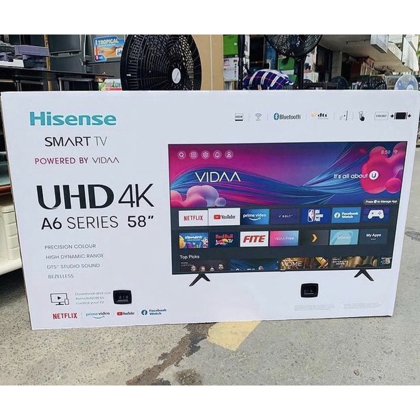 Brand New Hisense smart tv 58inch 4K uhd A6 series black