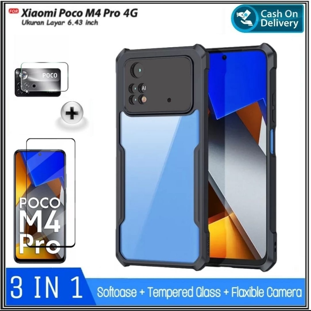 Riyanali_Shop PACKAGE 3IN1 Case Xiaomi Poco M4 Pro 4G / M5S / F4 5G / F4 GT 5G / C40 Soft Hard Fusio